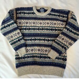Vintage  Woolrich Fair Isle Knit Sweater Blue Purple est.‎ XS/S